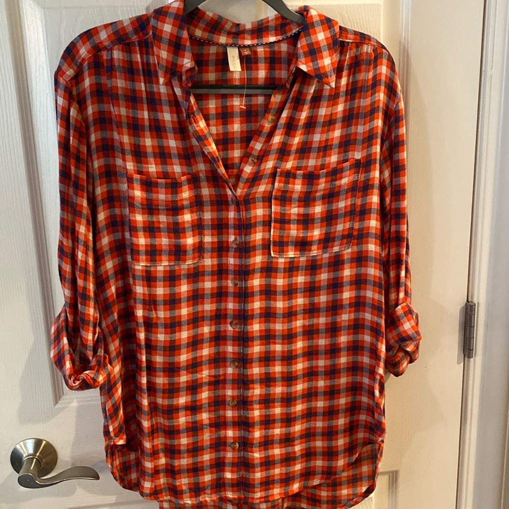Anthropologie Pilcro Plaid Button Front Shirt Size Small NWOT